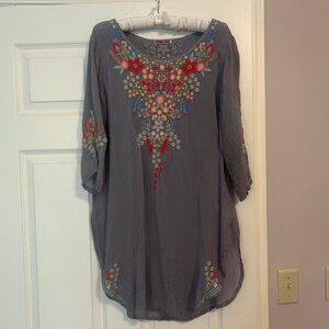 Johnny Was Grey Tunic, size medium